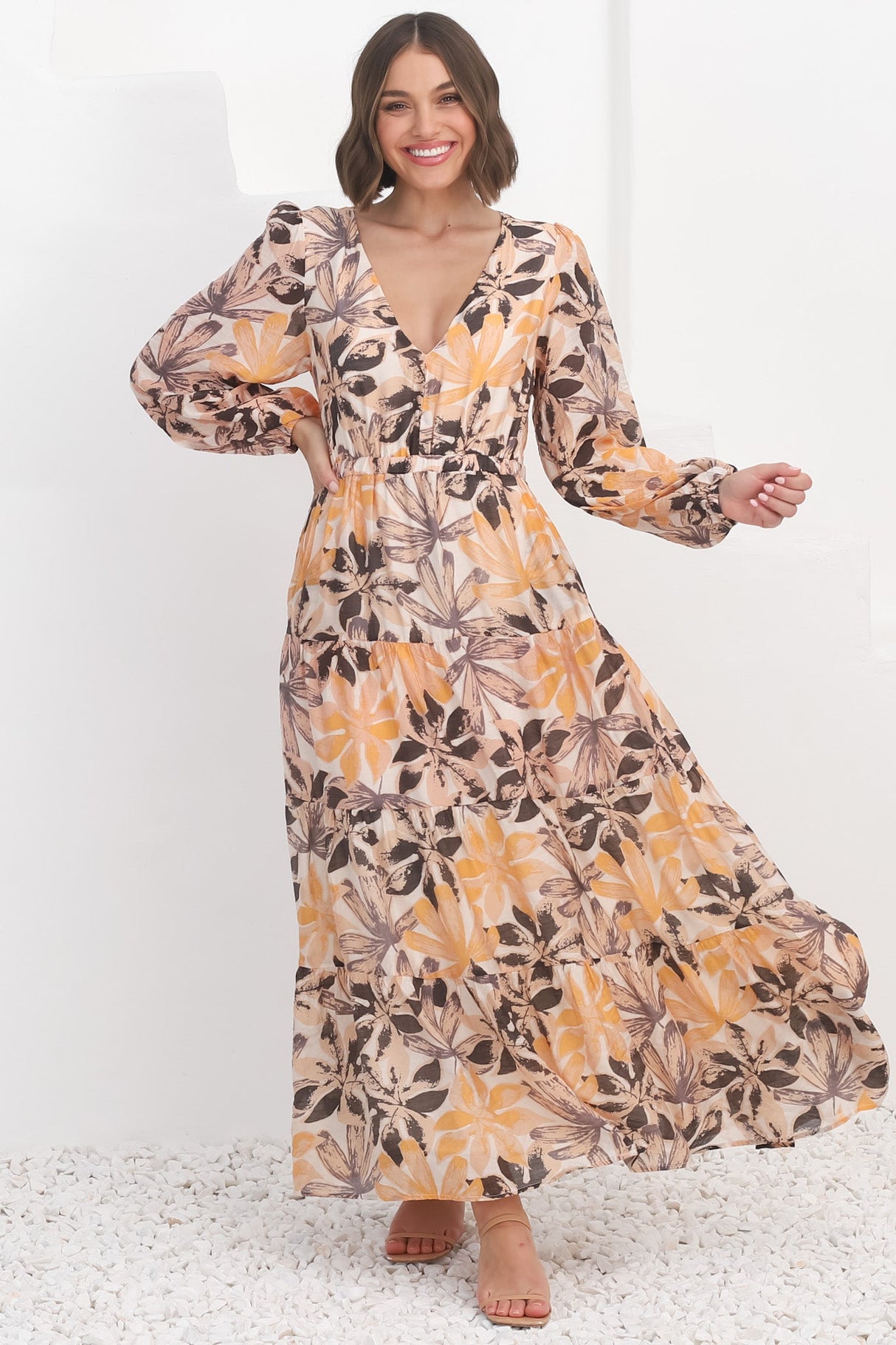 Isla Maxi Dress - V Neck Floral A Line Dress in Santino Print