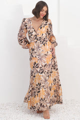 Isla Maxi Dress - V Neck Floral A Line Dress in Santino Print