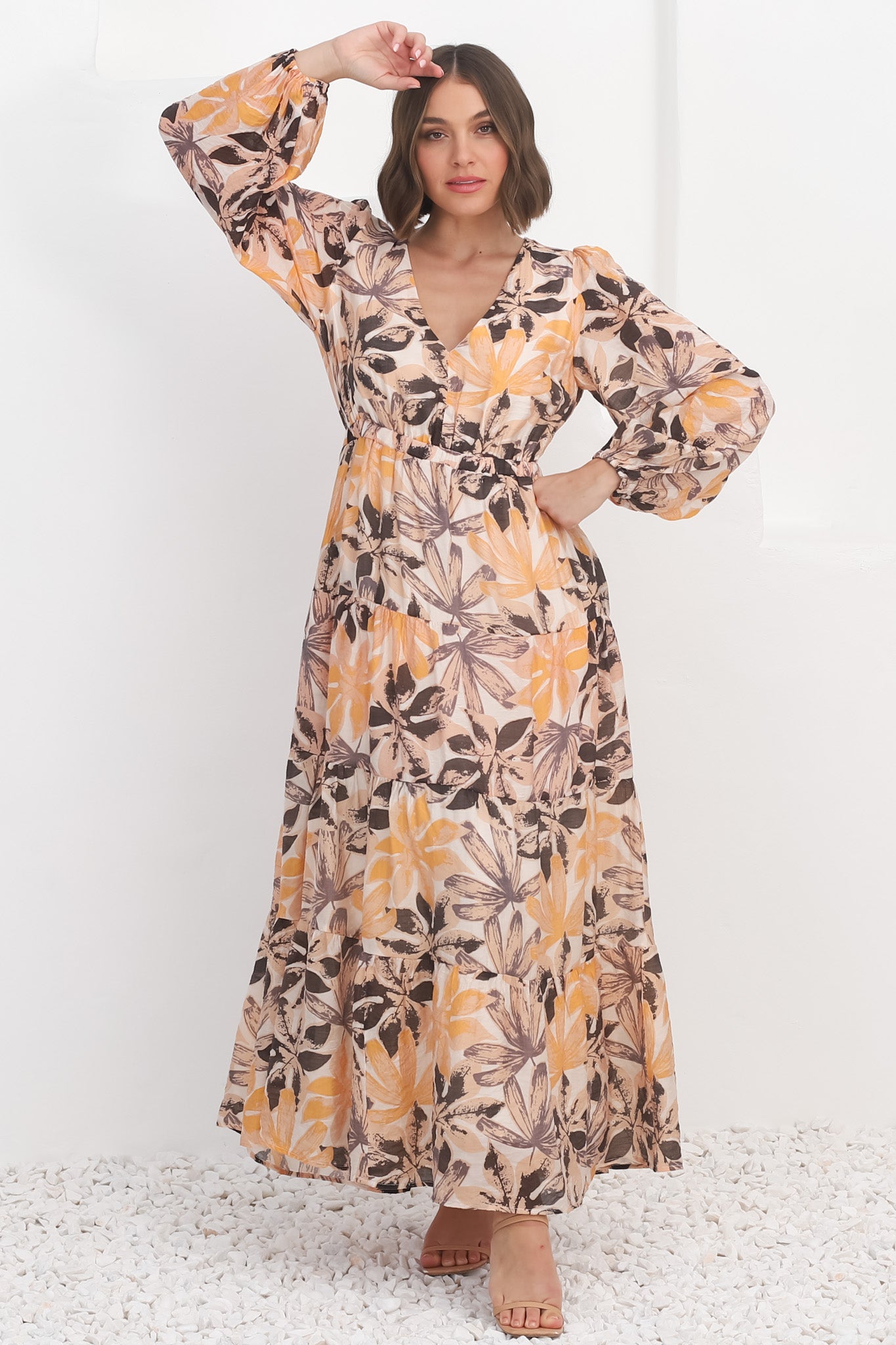 Isla Maxi Dress - V Neck Floral A Line Dress in Santino Print
