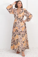 Isla Maxi Dress - V Neck Floral A Line Dress in Santino Print