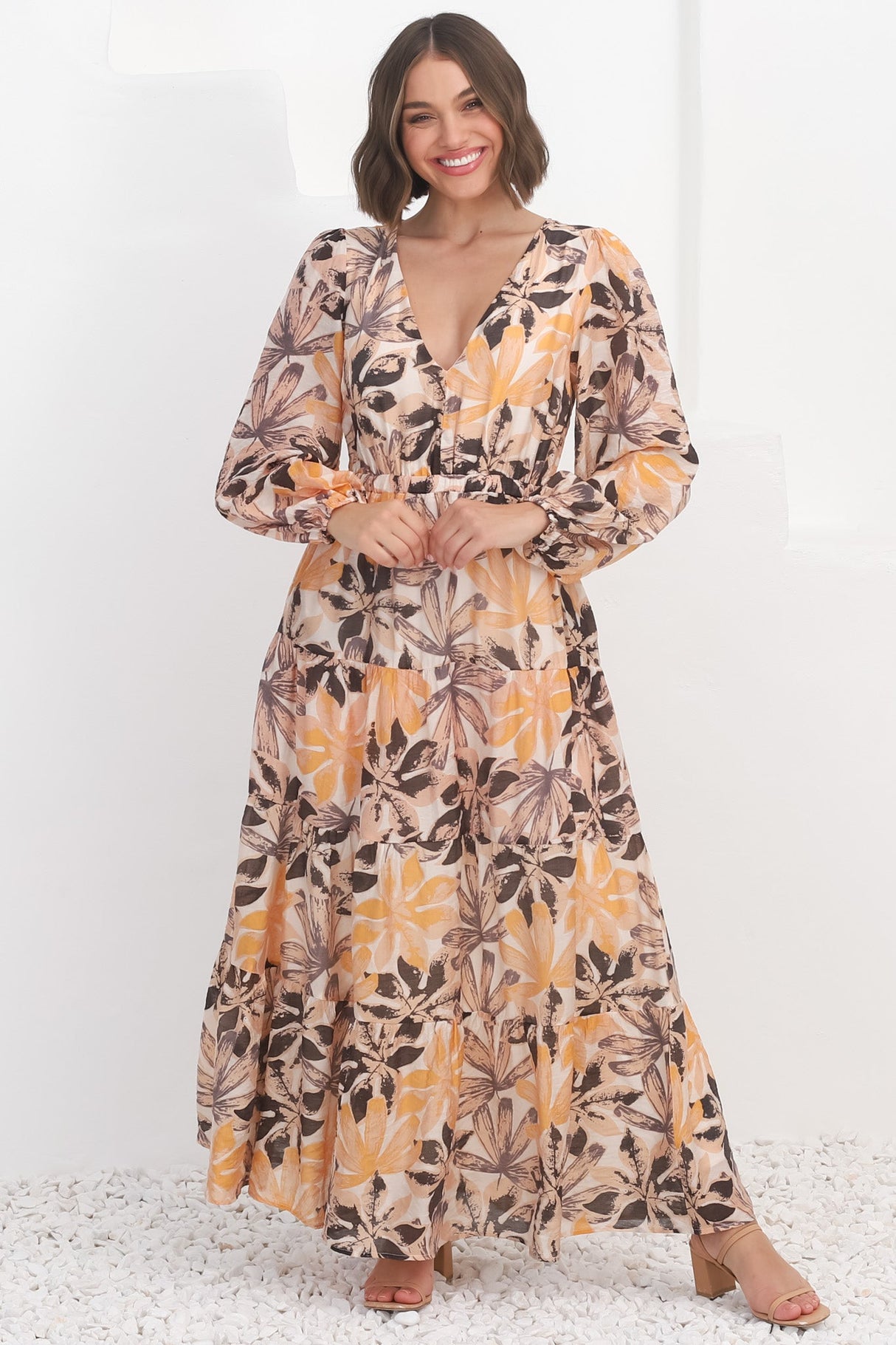 Isla Maxi Dress - V Neck Floral A Line Dress in Santino Print