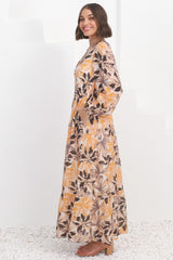 Isla Maxi Dress - V Neck Floral A Line Dress in Santino Print