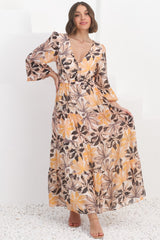 Isla Maxi Dress - V Neck Floral A Line Dress in Santino Print