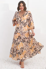 Isla Maxi Dress - V Neck Floral A Line Dress in Santino Print