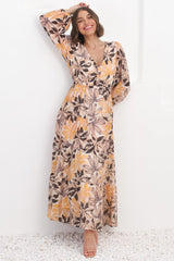 Isla Maxi Dress - V Neck Floral A Line Dress in Santino Print