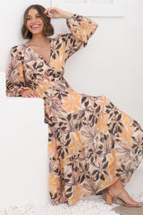 Isla Maxi Dress - V Neck Floral A Line Dress in Santino Print