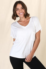 Rose T-Shirt - Relaxed Tee with Bust Pocket Detail in White