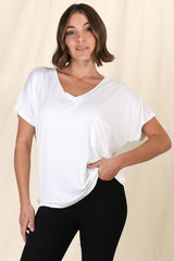 Rose T-Shirt - Relaxed Tee with Bust Pocket Detail in White