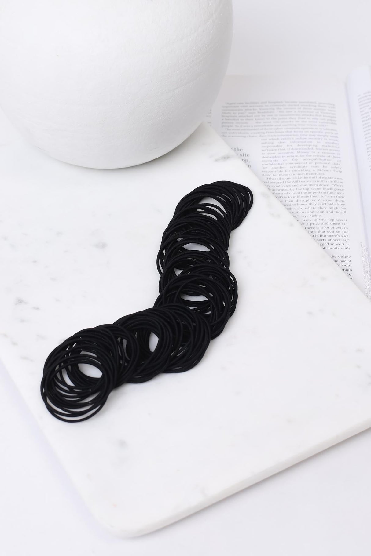 100pcs Jody 2mm Thick Elastic Hair Ties - Black