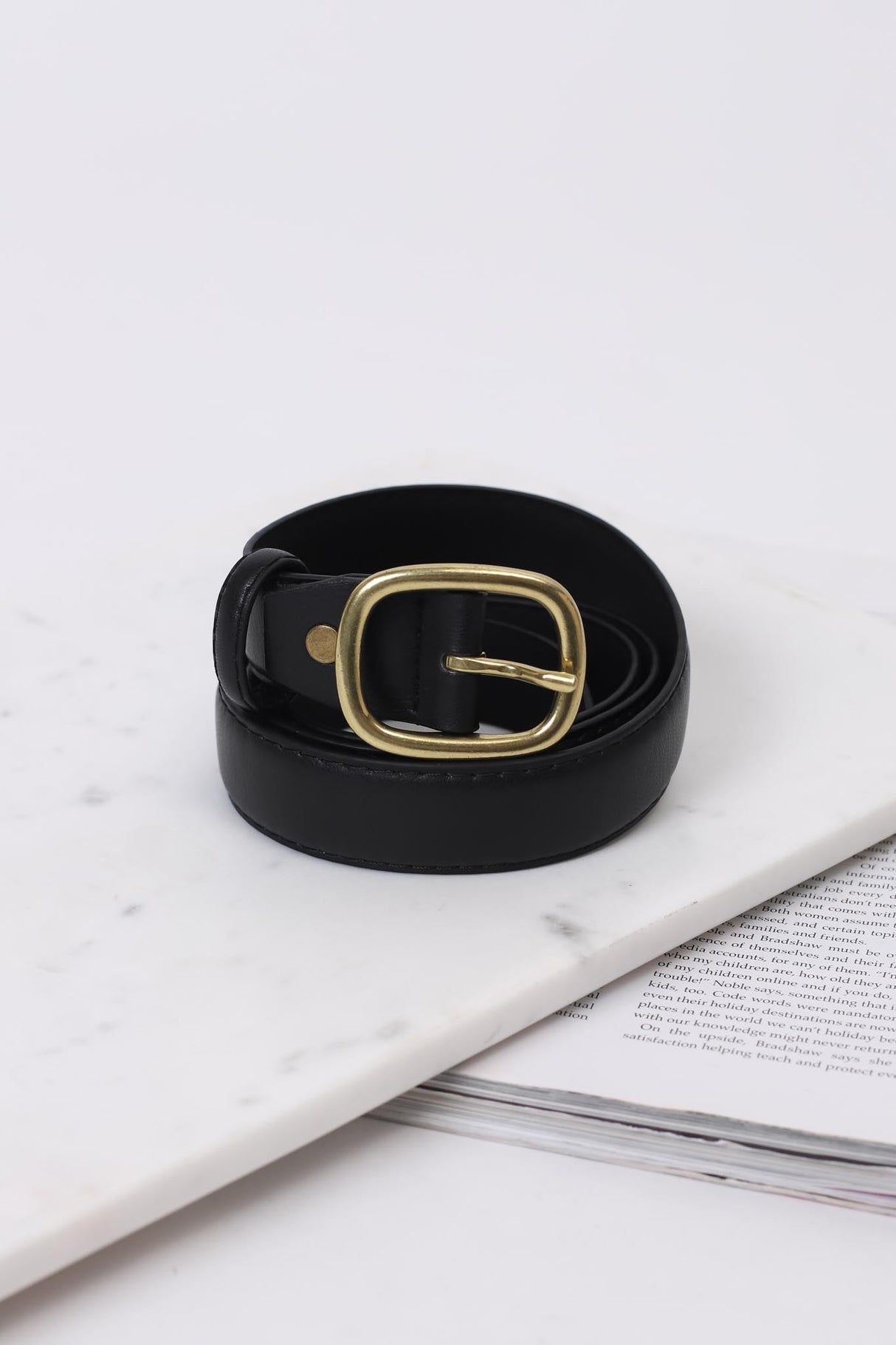 Ezra Gold Buckle Belt - Black