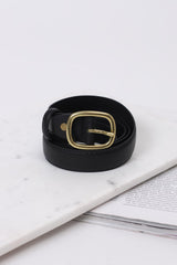 Ezra Gold Buckle Belt - Black