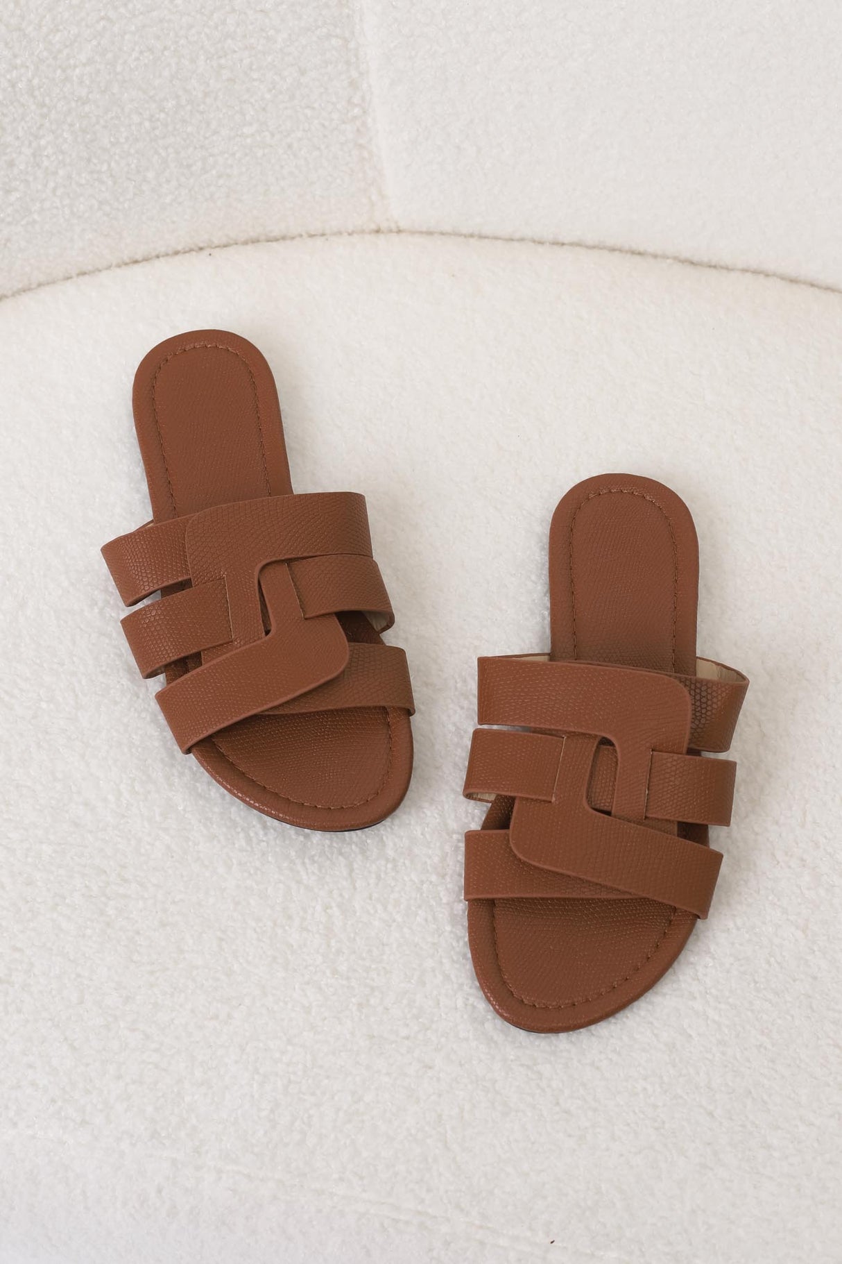 Ash Braided Slides - Brown