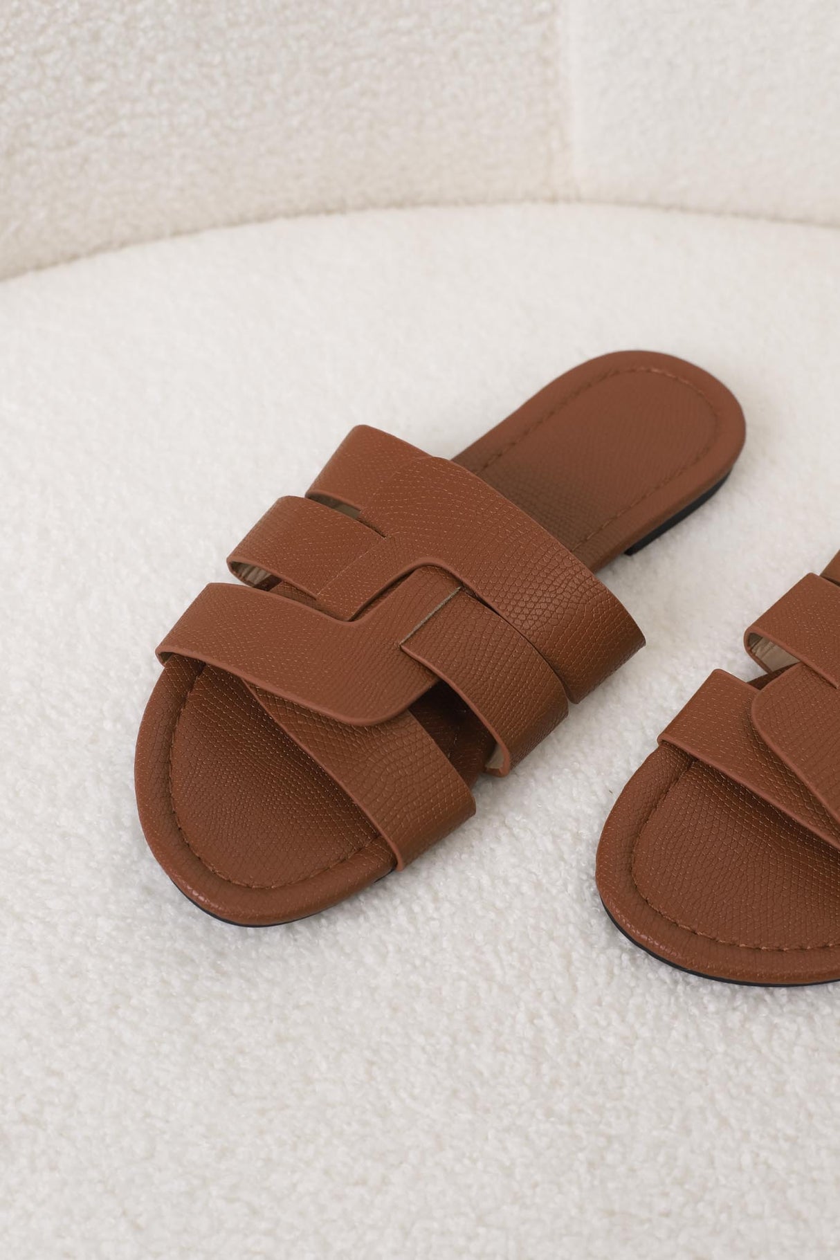 Ash Braided Slides - Brown