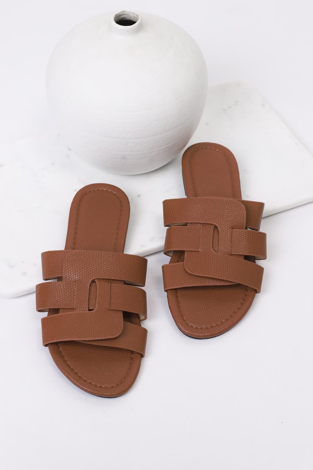 Ash Braided Slides - Brown