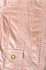 Jodi Jacket - Emroided Detailing Biker Faux Suede Jacket in Blush