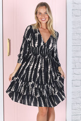 Sami Mini Dress - Tiered Dress with Flute Sleeves in Jae Print