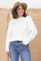 Smith Jumper - Thick Crew Neck Cable Knit in Cream