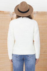 Smith Jumper - Thick Crew Neck Cable Knit in Cream