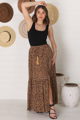 Mia Maxi Skirt - High Waisted Skirt with Front Splits in Cecilia Print