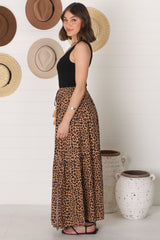 Mia Maxi Skirt - High Waisted Skirt with Front Splits in Cecilia Print