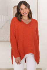 Jonas Jumper - Relaxed High-Low Jumper With Seam Splits In Orange