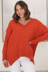 Jonas Jumper - Relaxed High-Low Jumper With Seam Splits In Orange