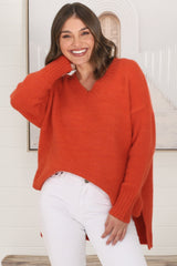 Jonas Jumper - Relaxed High-Low Jumper With Seam Splits In Orange