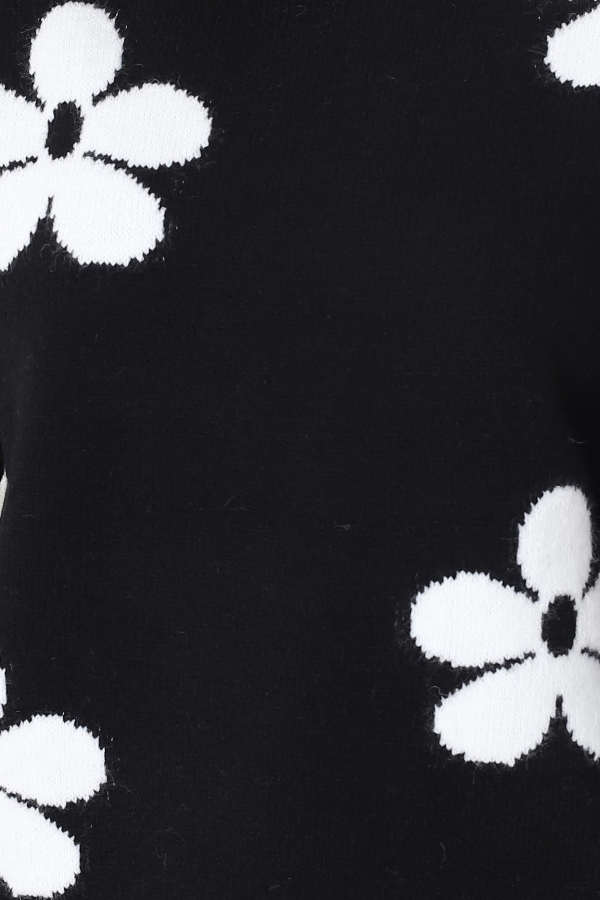 Courtney Jumper - Flower Detail Crew Neck Jumper in Black