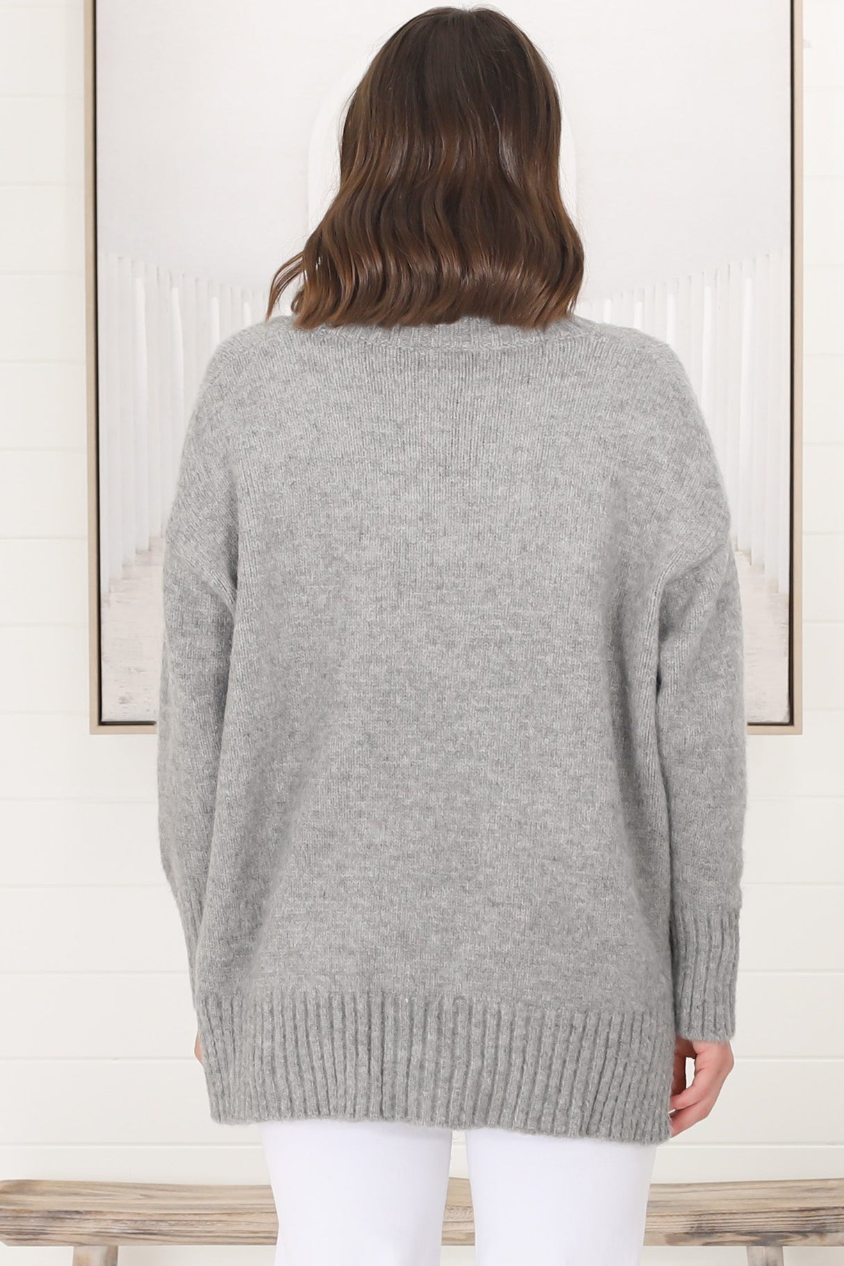 Jonas Jumper - Relaxed High-Low Jumper With Seam Splits In Grey