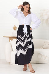 Ayla Maxi Skirt - High Waisted Plisse Skirt in Navy