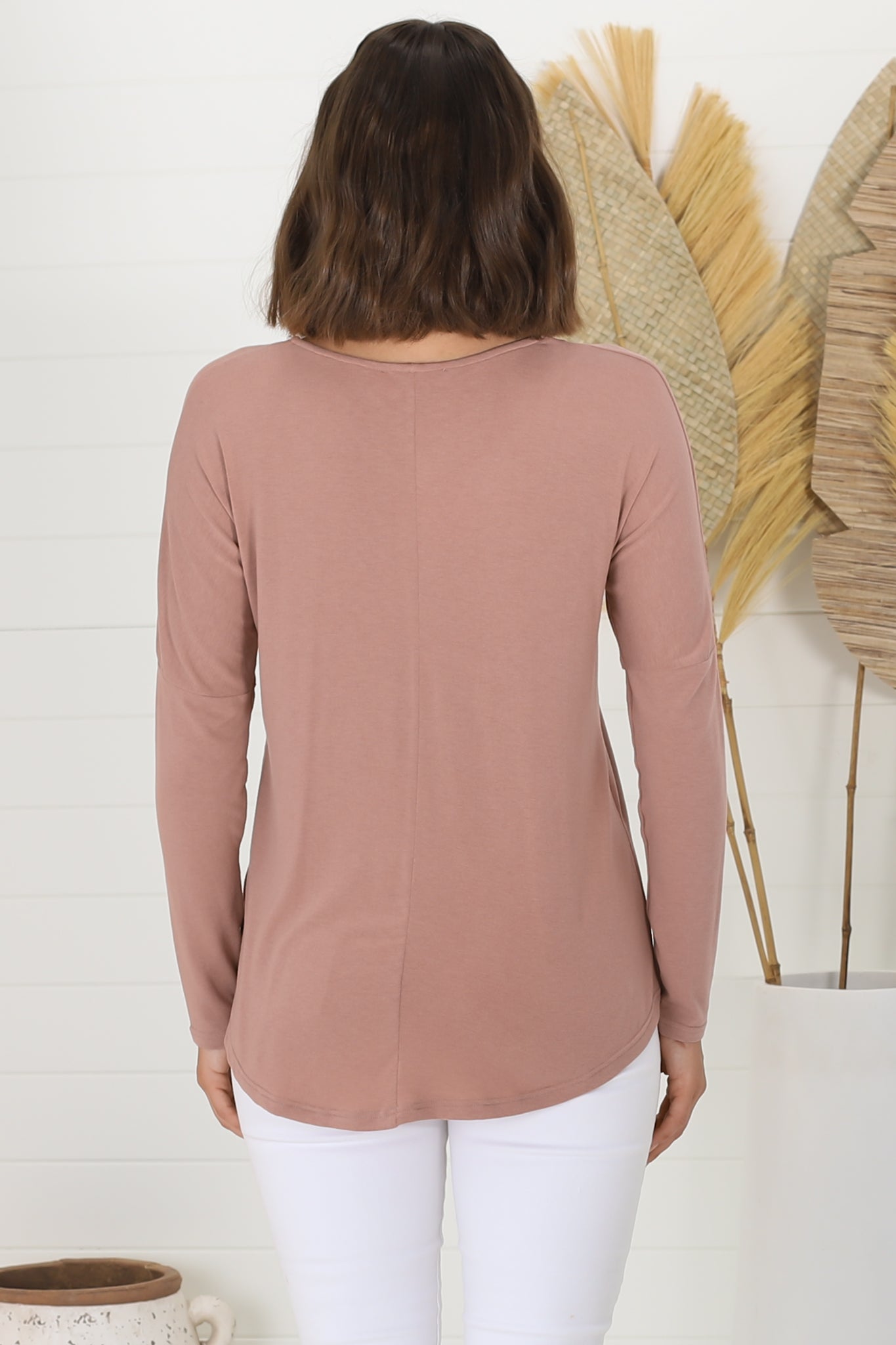 Cecile Top - Zipper Detail V Neck Top in Pink