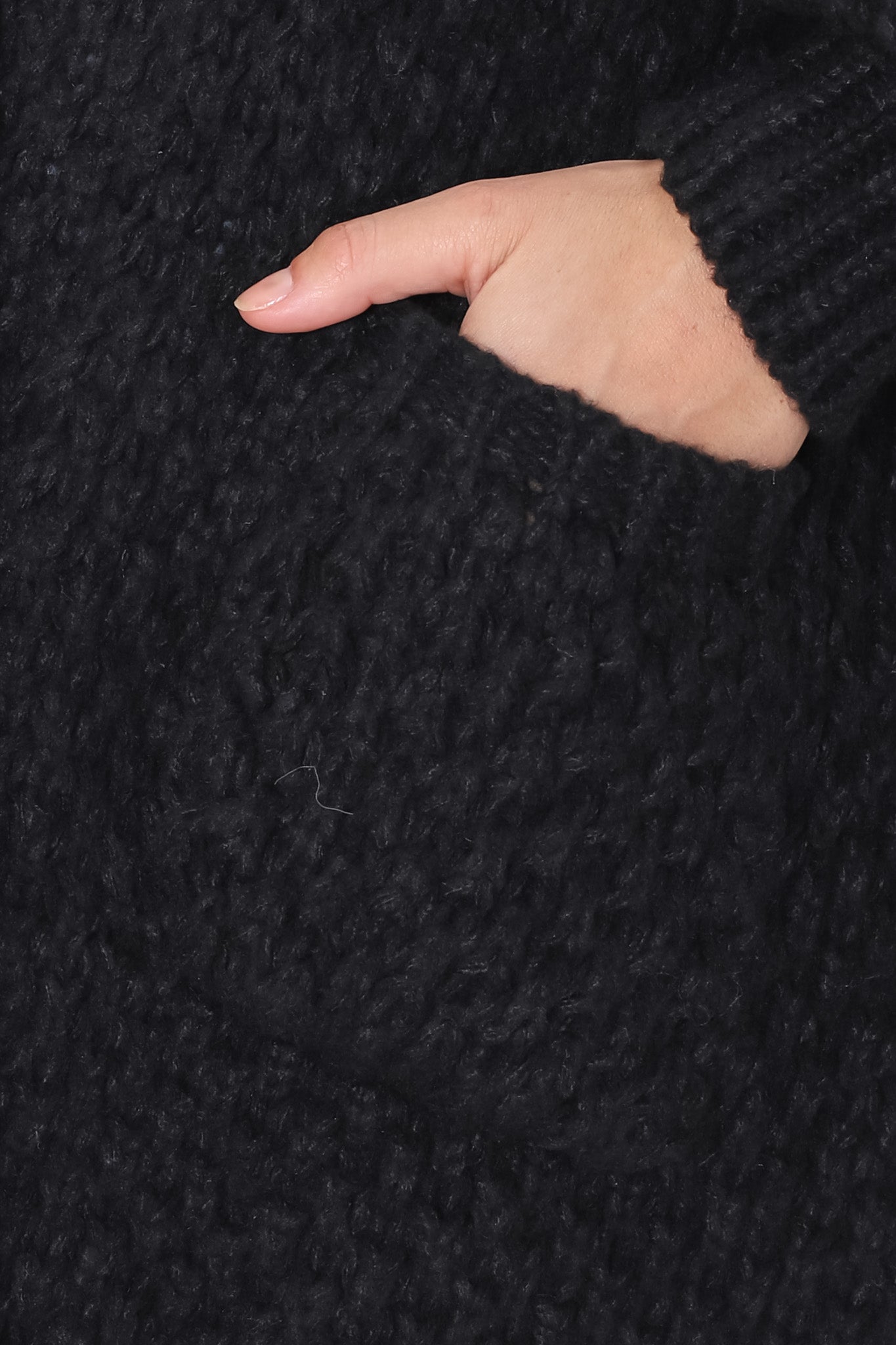 Ricki Cardigan - Open Front Chunky Knit Cardigan in Black