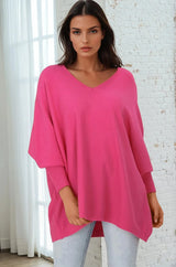 Pier Jumper - Oversized Batwing Knit Jumper in Hot Pink