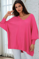 Pier Jumper - Oversized Batwing Knit Jumper in Hot Pink