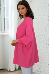 Pier Jumper - Oversized Batwing Knit Jumper in Hot Pink