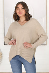 Jonas Jumper - Relaxed High-Low Jumper With Seam Splits In Sand