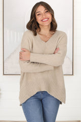 Jonas Jumper - Relaxed High-Low Jumper With Seam Splits In Sand