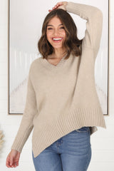 Jonas Jumper - Relaxed High-Low Jumper With Seam Splits In Sand