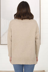 Jonas Jumper - Relaxed High-Low Jumper With Seam Splits In Sand