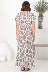 Havanah Maxi Dress - Button Through A Line Dress With Waist Tie In White