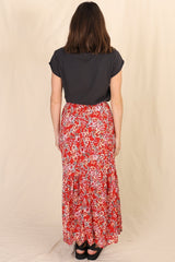 Salty Crush Florentina Maxi Skirt - Red Floral