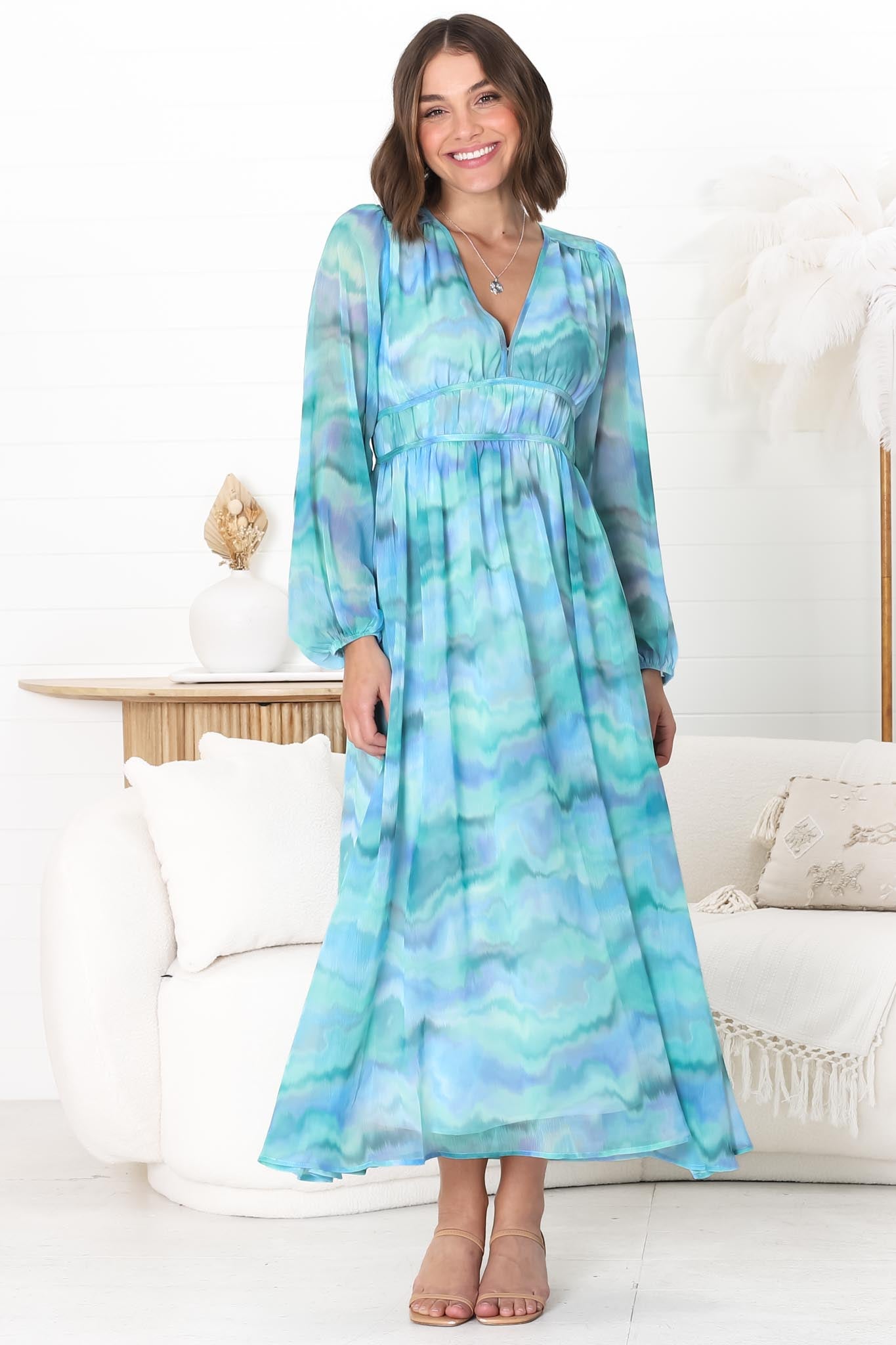 Shop Dresses: Helia Midi Dress in the Leilah Print Blue | saltycrush ...
