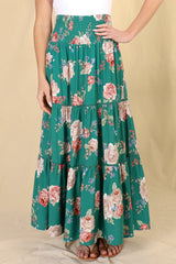 Louise Maxi Skirt/Midi Dress - Shirred Waistband Tiered Skirt or Dress in Floral Print