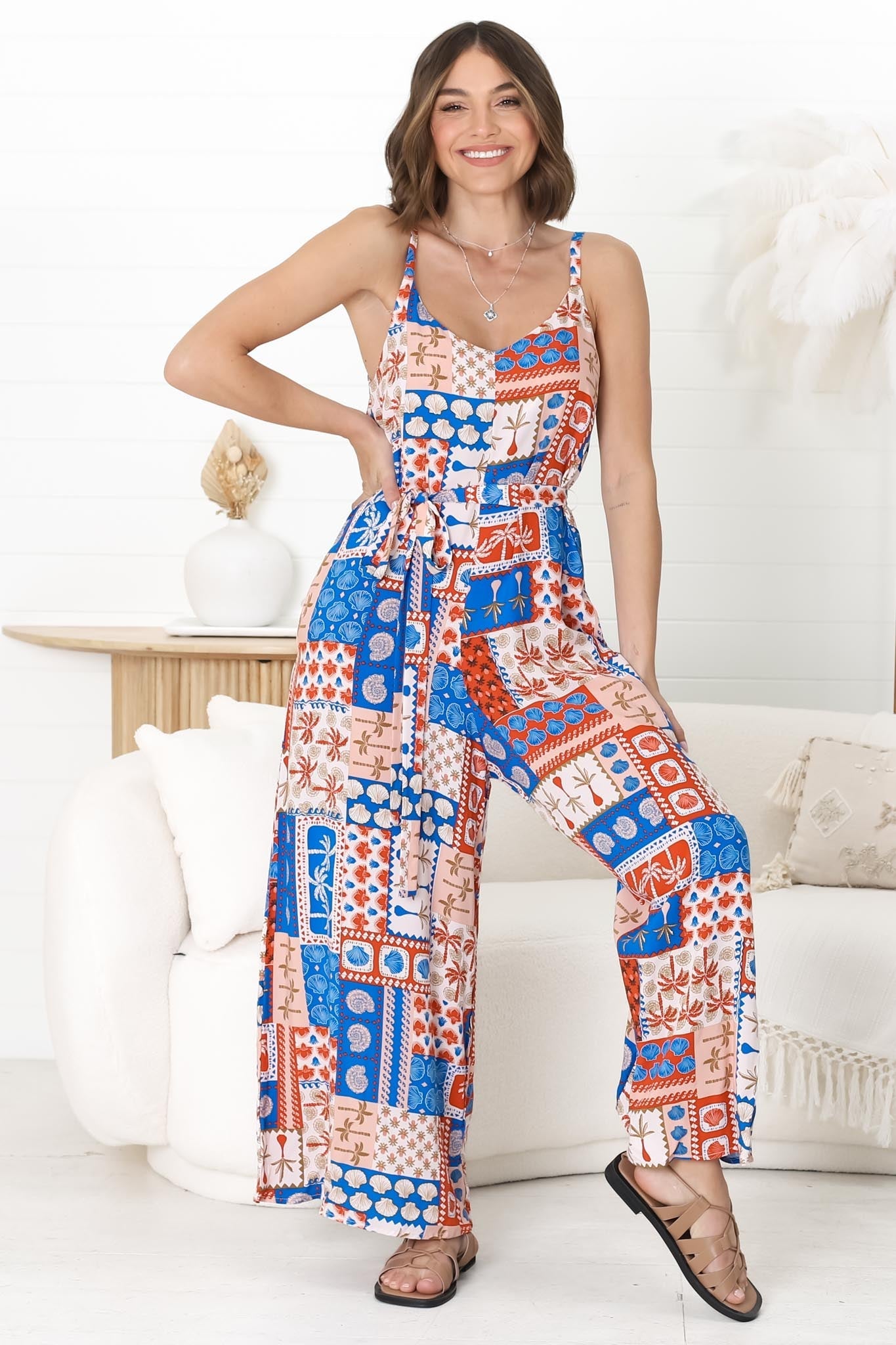 Brittany Jumpsuit - Adjustable Strap Overalls in Odara Print