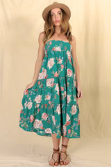 Louise Maxi Skirt/Midi Dress - Shirred Waistband Tiered Skirt or Dress in Floral Print