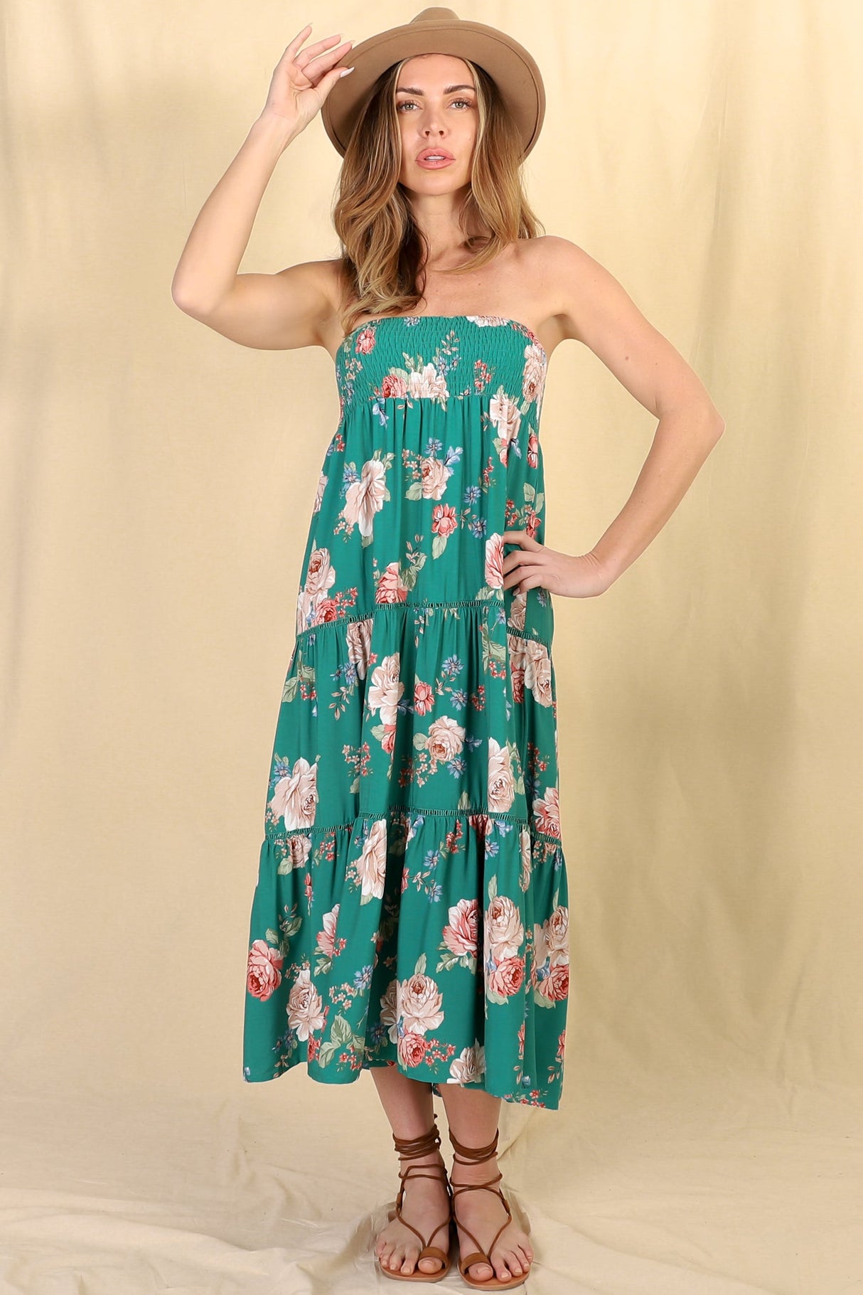 Louise Maxi Skirt/Midi Dress - Shirred Waistband Tiered Skirt or Dress in Floral Print