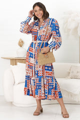 Thaya Maxi Dress - Collared Shirt Dress with Rope Belt in Odara Print