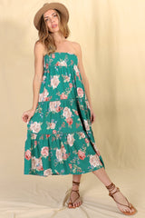 Louise Maxi Skirt/Midi Dress - Shirred Waistband Tiered Skirt or Dress in Floral Print