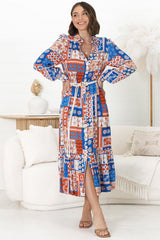 Thaya Maxi Dress - Collared Shirt Dress with Rope Belt in Odara Print