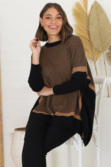 Dionne Jumper - Boxy Batwing Long Sleeve Jumper in Black